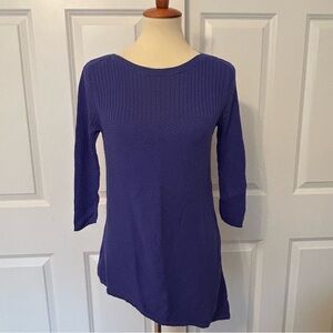 Asymmetrical Women's Ribbed Blue Tunic Sweater